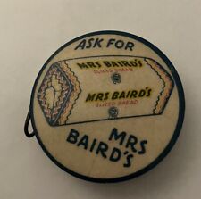 1930's MRS BAIRDS BREAD Since 1908 CELLULOID TAPE MEASURE  Works picture