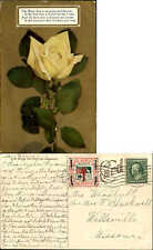 Lost Love poem yellow rose gilt background mailed 1909 vintage postcard picture