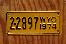 1974 Wyoming MOTORCYCLE License Plate - Nice Original picture