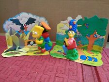 THE SIMPSONS - BART & MARG 1990 BURGER KING (2) FIGURES w/ DISPLAY CARDS  LQQK picture