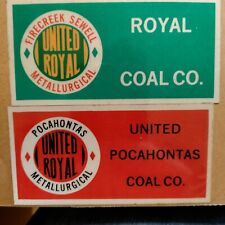 MINING STICKER, SUPER RARE SET OF 2 UNITED ROYAL AND POCAHONTAS picture