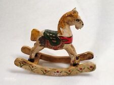 Rare Handmade Wooden Miniature Rocking Horse picture