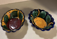 Mexico Pottery TAL.A.V  Oval Bowls 5.5”x4.5”Hand Painted Vintage/lead Free picture