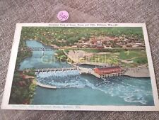 P3BYU Train or Station Postcard Railroad RR AEROPLANE VIEW OF POWERHOUSE & DAM picture