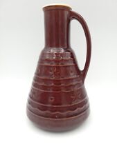 Vtg 1950's Marcrest daisy & dot Brown Stoneware Floral Carafe Decanter Pitcher  picture