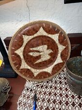 Southwestern Vintage 12” Hand Carved Dove Clay Relief Rattan Woven Decorative picture