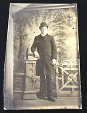 Antique Tin Type Photograph Dapper Gentleman 3 3/8x2 3/8 picture