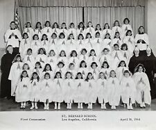 Los Angeles 1964 St Bernard School First Communion Nuns & Kids Vintage Photo picture