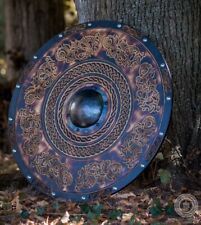 Viking shield with carved Jellinge Norse Drake ornaments new model picture