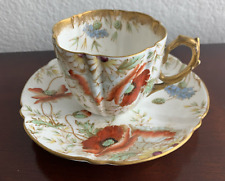 Aynsley bone china teacup/saucer Poppy, Daisy, Cornflower pattern-England-vtg picture