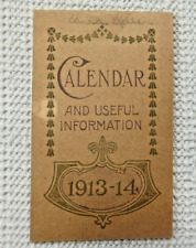 Antique 1913-1914 Pocket Calendar and Useful Information-Poison Antidotes V256 picture