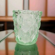 Vintage Green Quilted Bead Pattern Glass Toothpick Holder picture