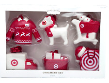 Ceramic Target Christmas Tree Ornament Set 6pc Red / White Wondershop 2023 New picture