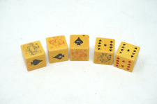 Vintage 5/8” Bakelite Butterscotch Set 5 Of Poker Dice Die picture