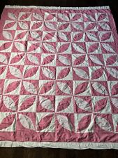 Vintage Robbing Peter To Pay Paul Orange Peel Quilt Hand Pieced MCM Cutter Pink picture