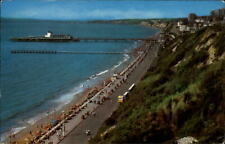 Bournemouth Dorset Co England Pier and Cliffs aerial view 1973 vintage postcard picture