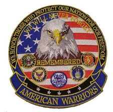 AMERICAN WARRIORS EAGLE LARGE PATCH VETERAN USCG ARMY NAVY USMC USAF picture
