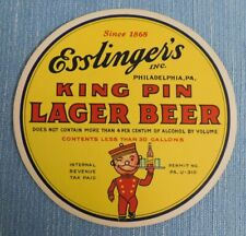 Vintage  Esslinger;s  IRTP  Beer  Keg Label...6.5