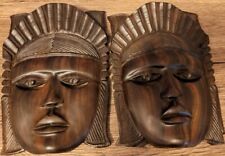 African Hand Carved Wooden Tribal Masks Set of 2 picture