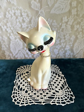 TWO 1950's MCM Chase Japan 8.5 Inch Long Eyelash Kitty Figurines with Chain-RARE picture