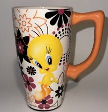 Spoontiques Tweety Ceramic 18 oz Orange Handle Flower Travel Mug - Looney Tunes picture