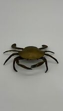 VTG Brass Crab Ashtray Trinket Box Hinged Shell Top Mid-Century Decor Novelty picture