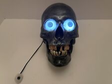RARE Gemmy Halloween 2010 Animated Silver/Black Scary Skull On w/Motion Sound picture