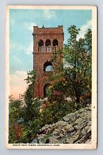 Greenfield MA-Massachusetts, Poets' Seat Tower, Antique, Vintage c1921 Postcard picture
