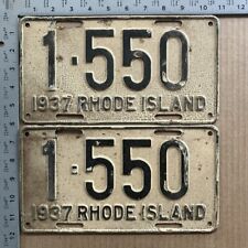 1937 Rhode Island license plate pair 1550 YOM DMV fantastic ORIGINAL 14265 picture