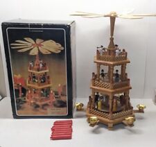 Vintage 3 Tier Christmas Pyramid Nativity Carousel Windmill 17
