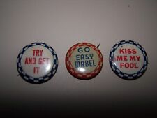 Vintage Three Funny Buttons pin back picture