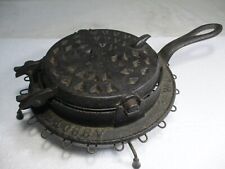 Antique ABBOTT & LAWRENCE Cast Iron Waffle Iron 7&8 W/Stand picture