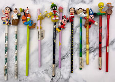 Lot of 11 Vintage 90's Various Disney, Warner Bro; etc. Pencils with Toppers picture