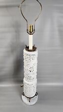 Vintage Hand Carved Ceramic Lamp White Marble Base Brass Embellishments Italy  picture