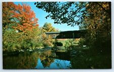 Postcard Old Covered Bridge between Saxtons River & Grafton, Vermont F166 picture