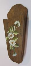 Vintage 1970's Handcrafted Wood Hand Painted Flowers Wall Scissors Holder Rack picture