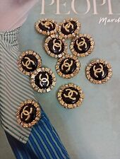 Pearl  Lot Of 10 20mm Designer Button Replacement Button Gold Tone Chanel Button picture