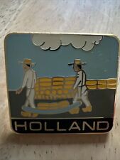 Vintage Holland Cheese Wheel Pin Enamel Gold Toned picture