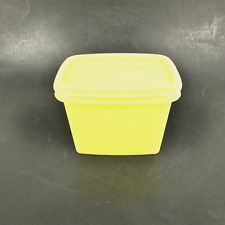 VINTAGE TUPPERWARE RECTANGLE SMALL SHELF 1243-5 YELLOW STORAGE CONTAINER W/ LID picture