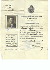 JUDAICA GREECE SPAIN  CONSULATE 2 CERTIFICATES  JEWISH FAMILY THESSOLONIKI 1928 picture