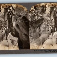 RARE 1906 Ouray, Colorado Heart Box Canyon Real Photo Kelley Stereo Card CO V19 picture