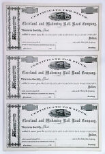 CIVIL WAR Era Uncut Sheet 186x Cleveland & Mahoning Railroad,OH Certificates VF picture