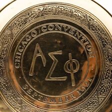 Antique Alpha Sigma Phi 1921 Chicago Convention Brass Dish Plate picture