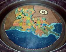 Sculptor Duncan Ferguson created this raised topographical map of Louisiana, is picture