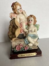 VTG Angel Cherub sitting on Phonograph Floral Roses Victorian figure decor picture