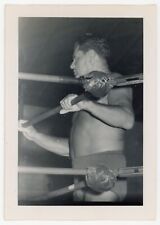 1950s SHIRTLESS wrestler in SMALL trunks in  RING looks SERIOUS vintage photo picture