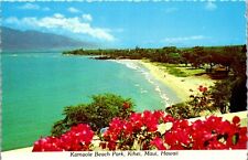 Vintage Hawaii HI Postcard Kamaole Beach & Park Kihei Maui c1980 picture