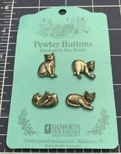 Vintage 1990 Danforth Pewter Buttons Cats picture