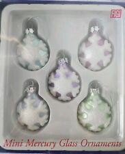 FIGI Mini Mercury Glass Ornaments Set Of 5 - Snowflake Pastel Colors 2003 - NEW  picture
