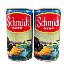 Vintage Schmidt Beer Cans Buffalo, Bison, Pull Tab Empty Can Lot of 2 picture